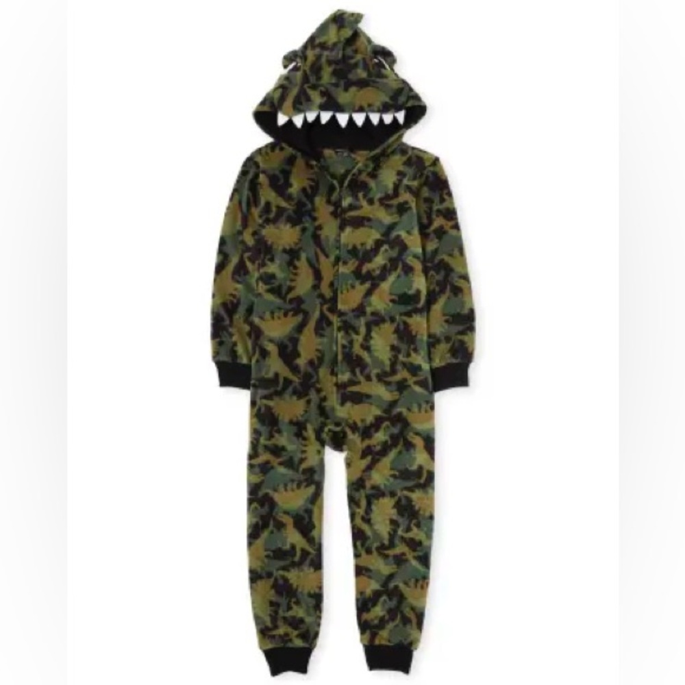 NWT Boys Dino Fleeced Hooded Pajama